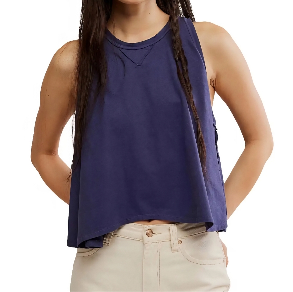 FREE PEOPLE We The Free Hialeah Tee ~NAVY ~XS **NEW